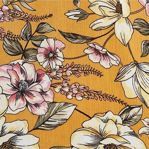 NWT TORRID TOP yellow floral Gauze smocked cold sh - Picture 5 of 6